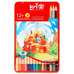 مداد رنگی ۳+۱۲ رنگ آریا مدل جعبه فلزی