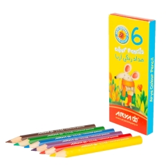 مداد رنگی 6 رنگ آریا مدل کوتاه