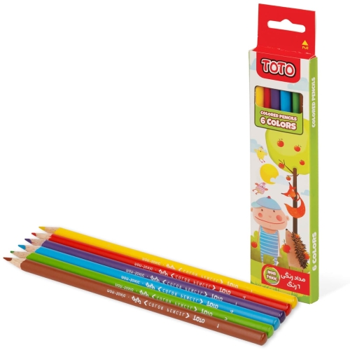 مداد رنگی 6 رنگ مقوایی توتو