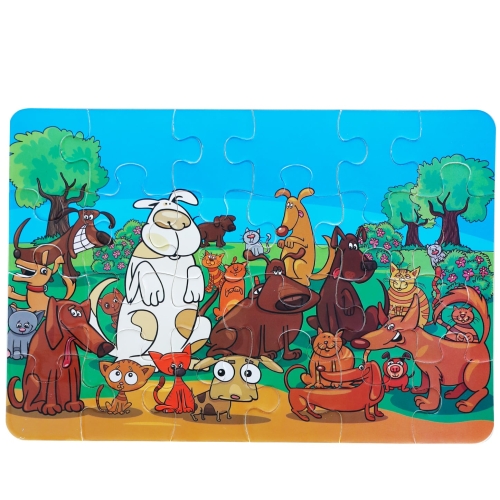 پازل 24 تکه پیرامون گربه سگ بسته 2 عددی