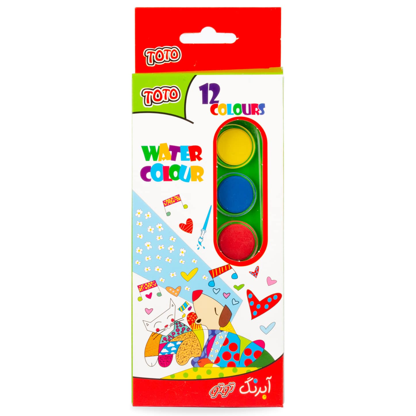 آبرنگ 12 رنگ جعبه ای توتو