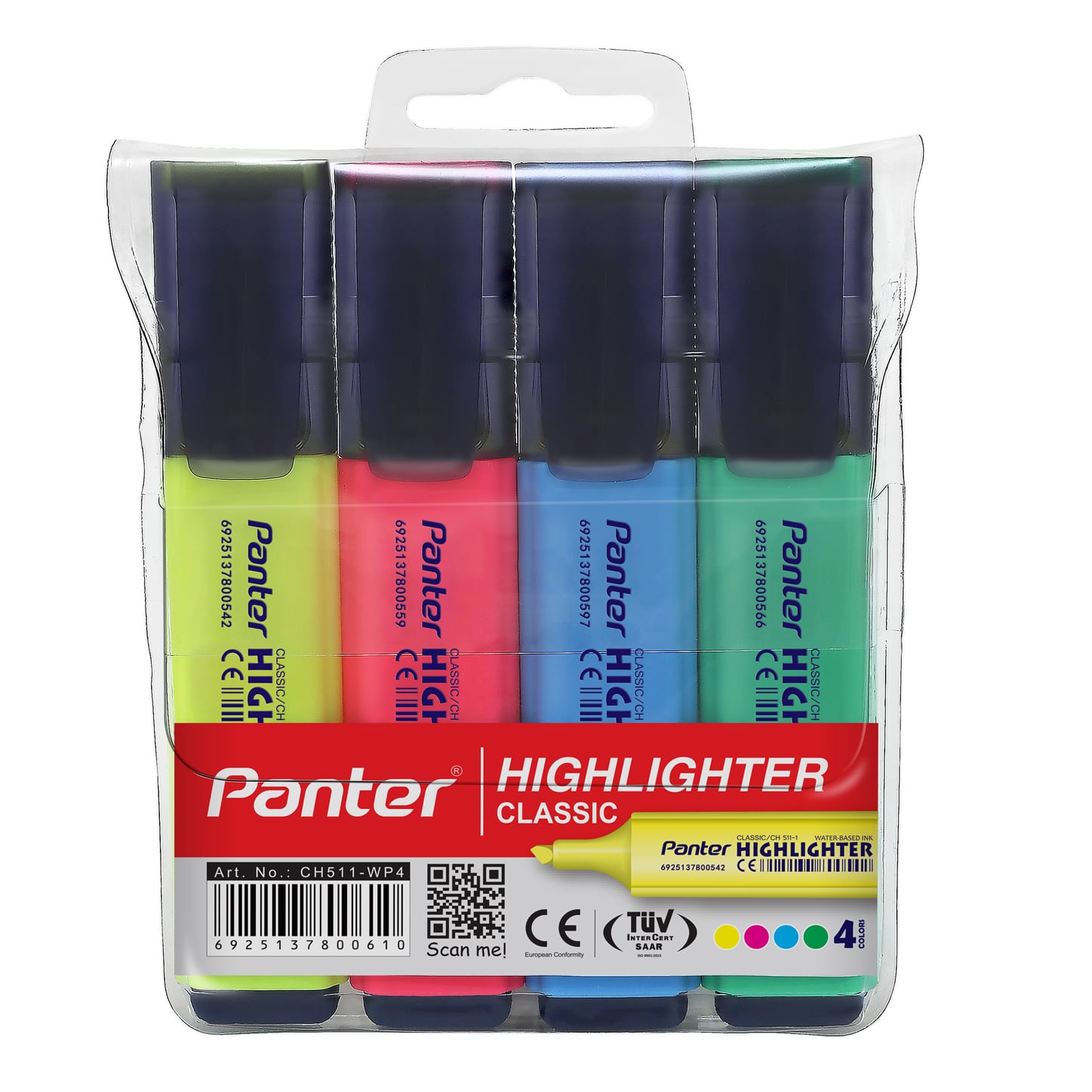 ماژیک هایلایتر ۴ عددی پنتر مدل کلاسیک CH511