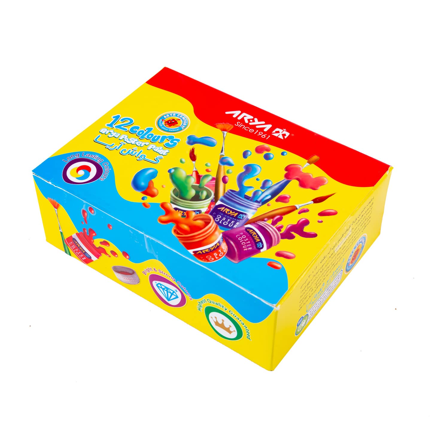 گواش ۱۲ رنگ آریا مدل جعبه مقوائی