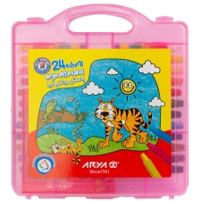 پاستل 24 رنگ روغنی آریا مدل کیفی پلاستیکی