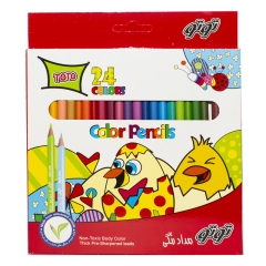 مداد رنگی 24 رنگ مقوایی توتو