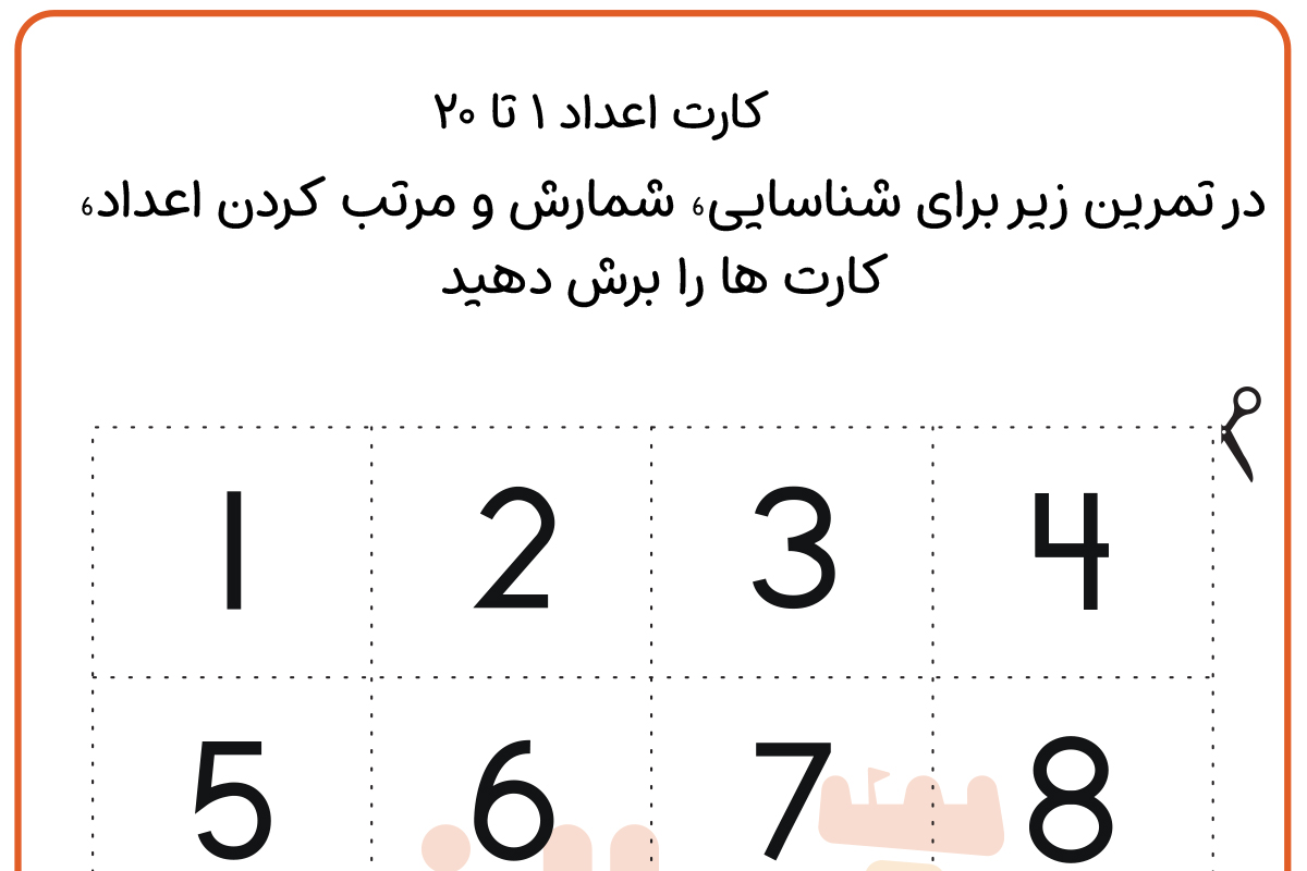 کارت اعداد 1 تا 20