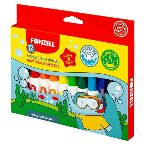 ماژیک 12 رنگ Jumbo Washable Markers فونزل