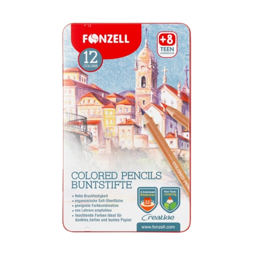 مداد رنگی 12 رنگ جعبه فلزی سری school فونزل