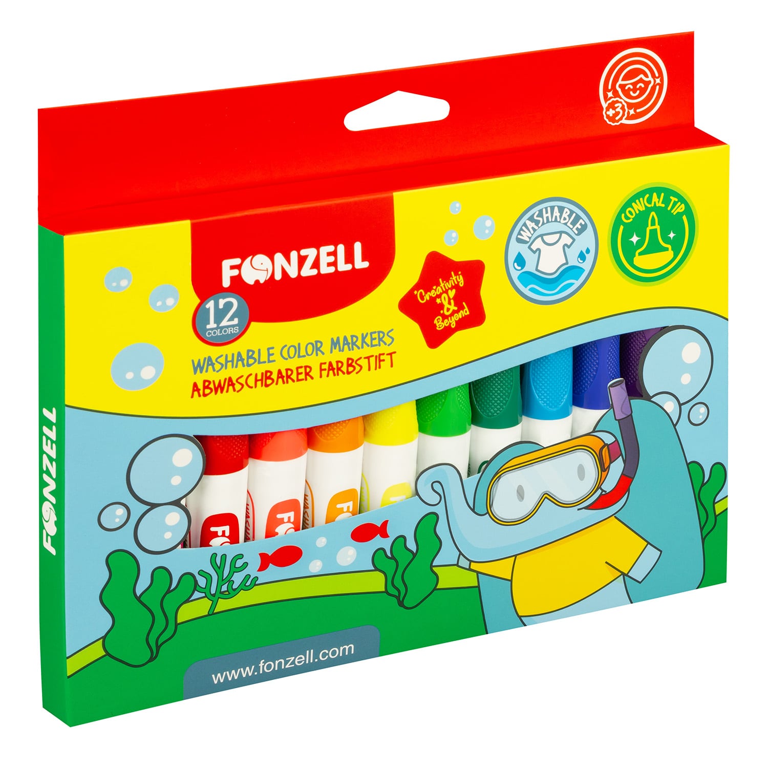 ماژیک 12 رنگ Jumbo Washable Markers فونزل