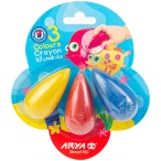 مداد شمعی (کرایون) ۳ رنگ آریا مدل دوکی